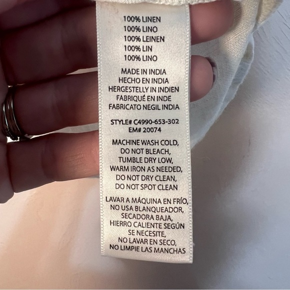 Cloth & Stone Anthropologie 100% Linen White Tie-Front Short Sleeve Crop Blouse - Picture 8 of 9